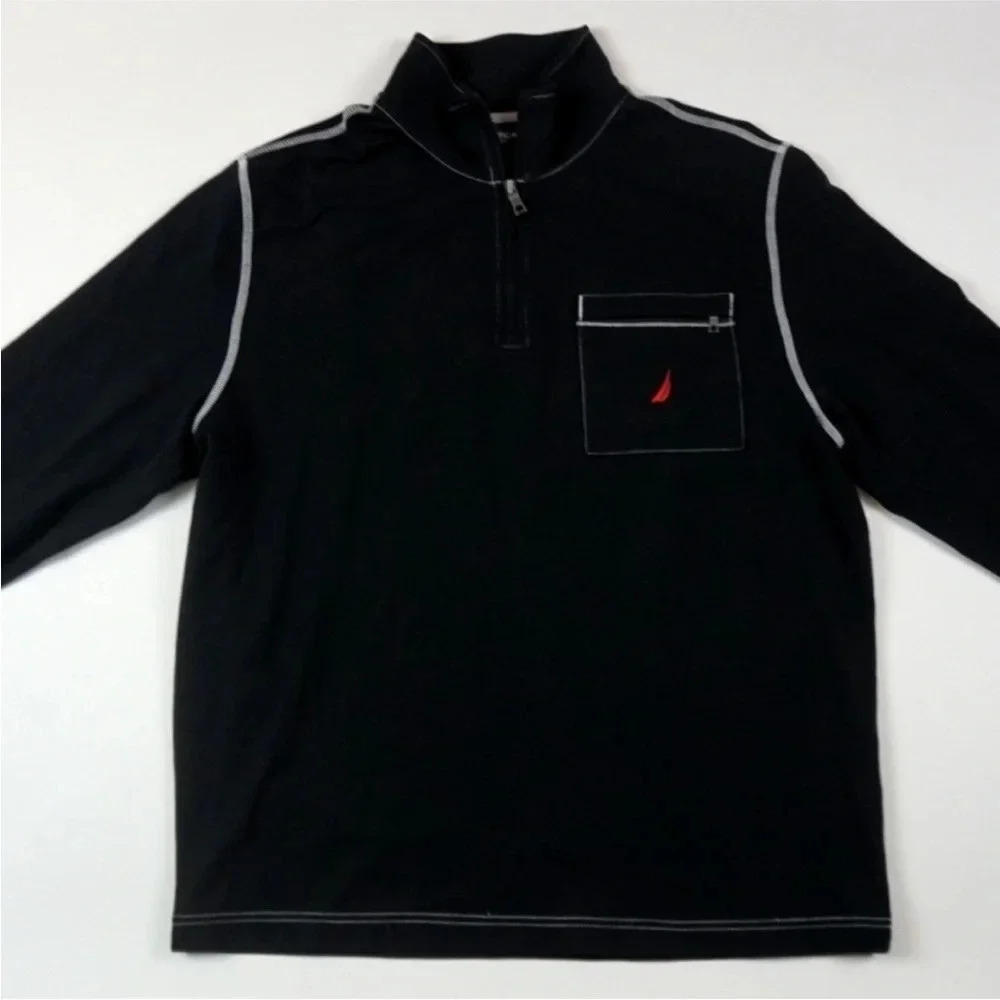 Nautica Long Sleeve 1/4 Zip Shirt Zip Pocket XL
